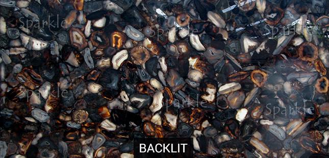 Banded Black Agate slab Backlit